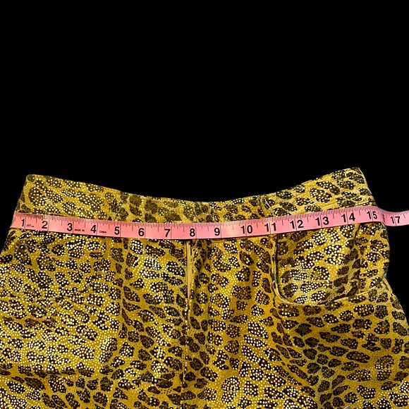 🎉HP🎉 NWT CEDARS Gold & Black Metallic Animal Print Lined Leather Pants Size 12 - Picture 11 of 16